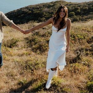 ZARA white satin slip dress size S